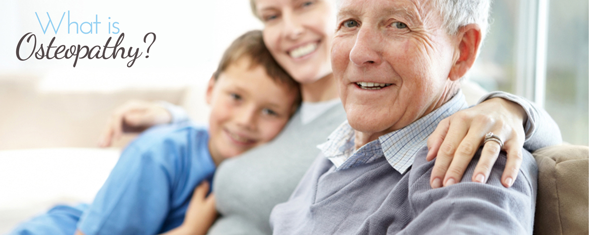 happy family with elderly grandad